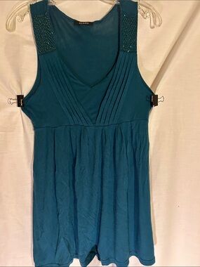 Boutique Original  Empire Waist Sleeveless Mini Dress w/Iridescent Beading.